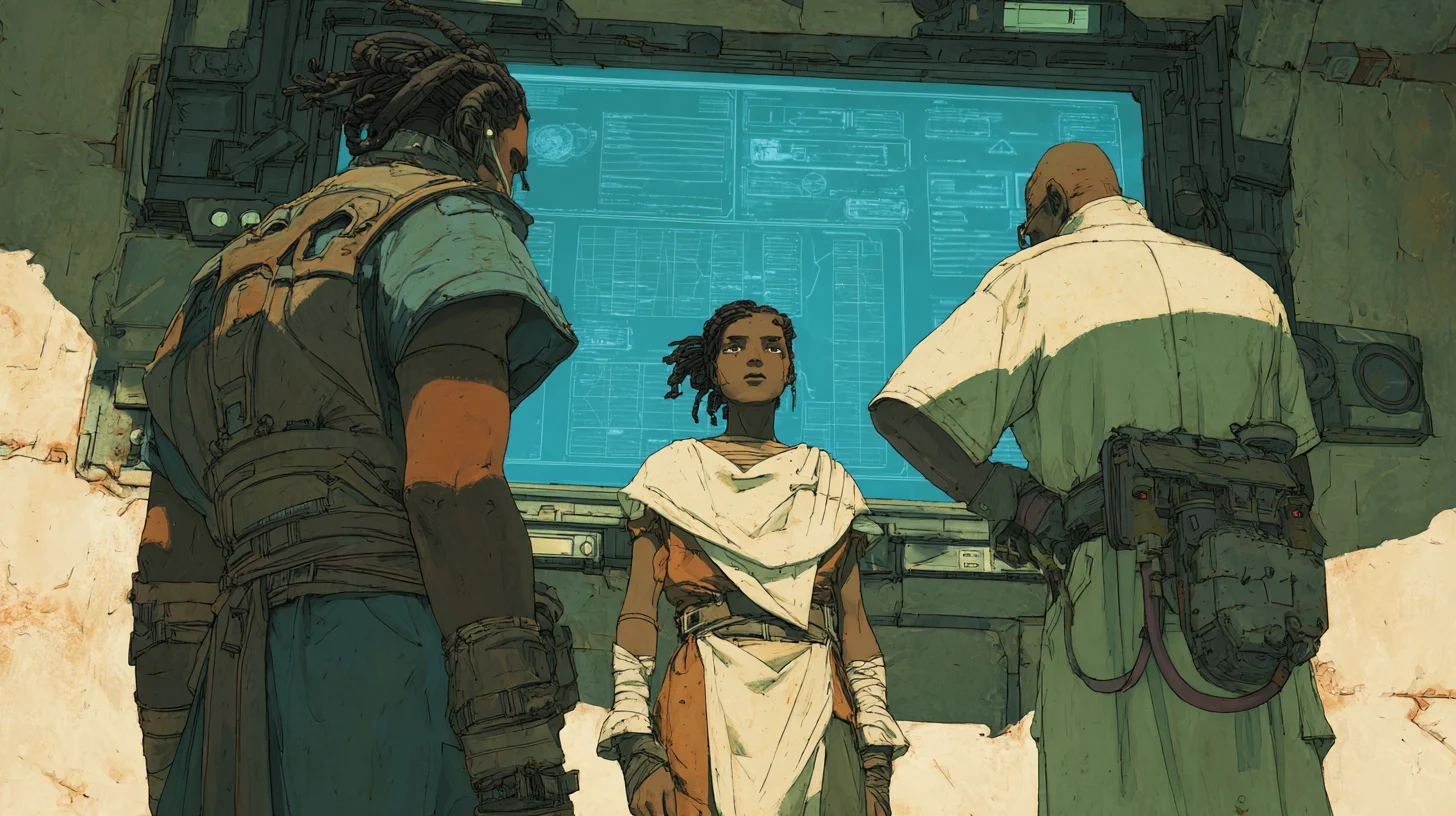 Selene examines an unresponsive resident inside the abandoned clinic.