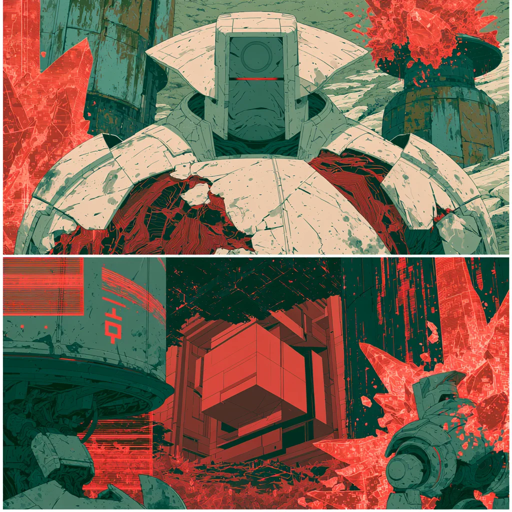 The School of Vapez ritual manifests in fractured red and black graphic panels.