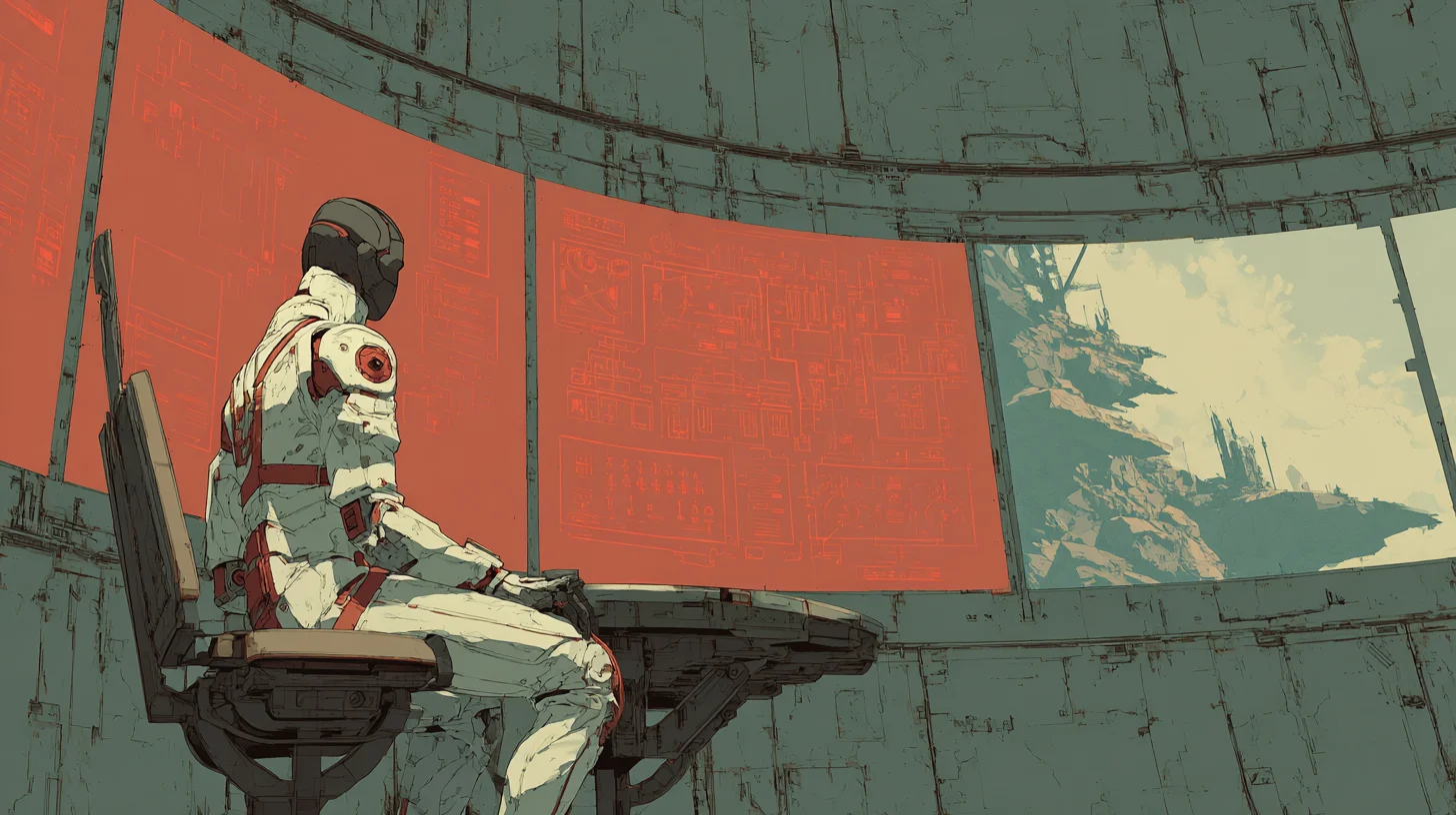 Bioz sits before a curved red display while expanding the Solar Elimination Protocol.